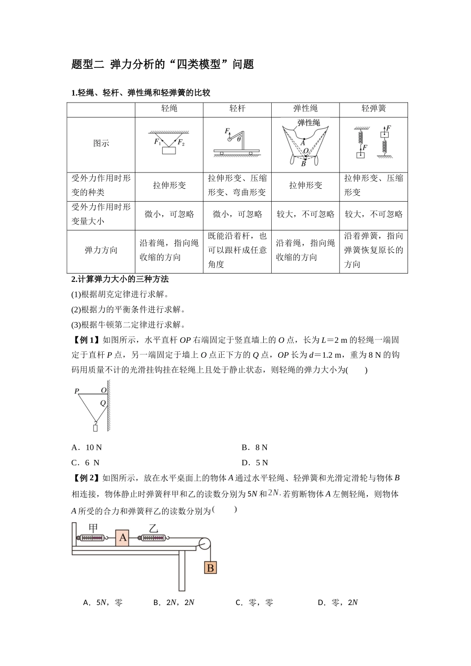 2025届高考物理二轮复习热点题型归类-专题03 弹力、摩擦力以及力的合成与分解（学生版）.docx_第3页