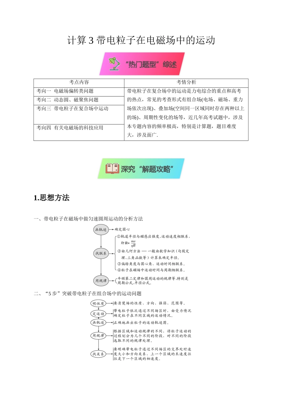 2025届高考物理二轮复习热点题型-计算3 带电粒子在电磁场中的运动（解析版）.docx_第1页
