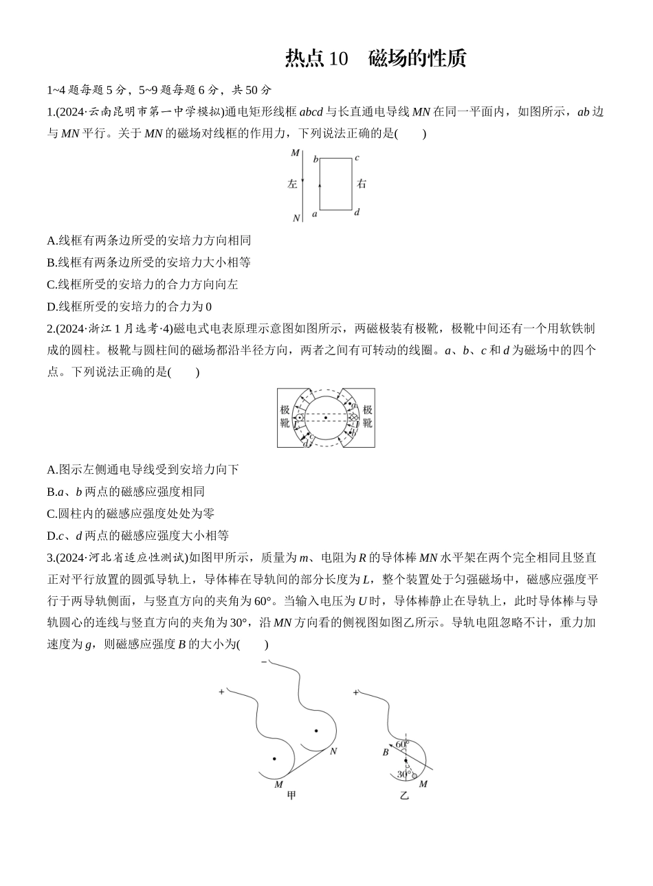 2025年高考物理大二轮-热点10　磁场的性质.docx_第1页