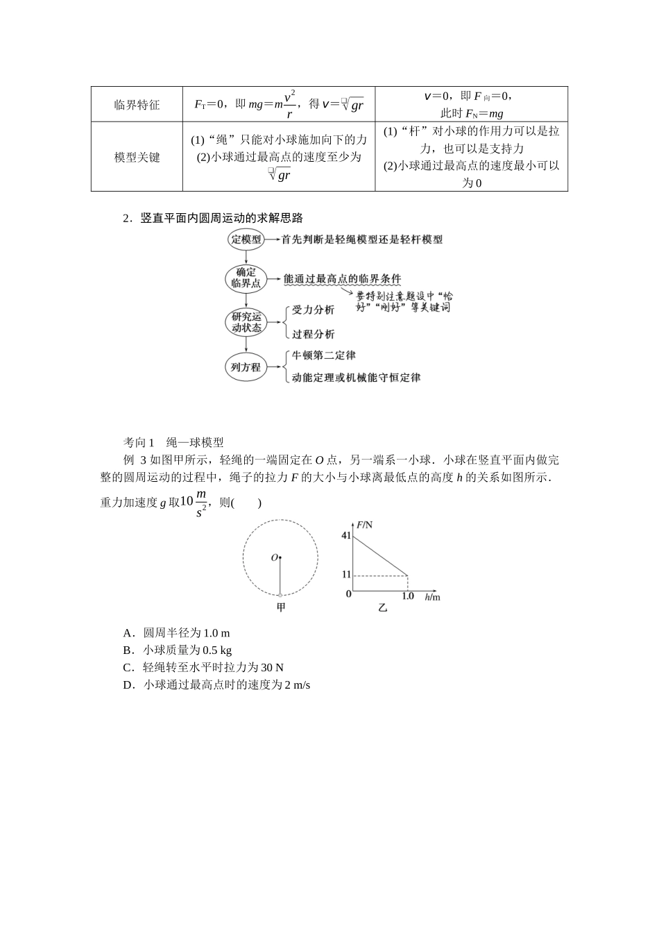 2025年高考物理二轮复习导学案：专题强化六圆周运动的临界问题.docx_第3页