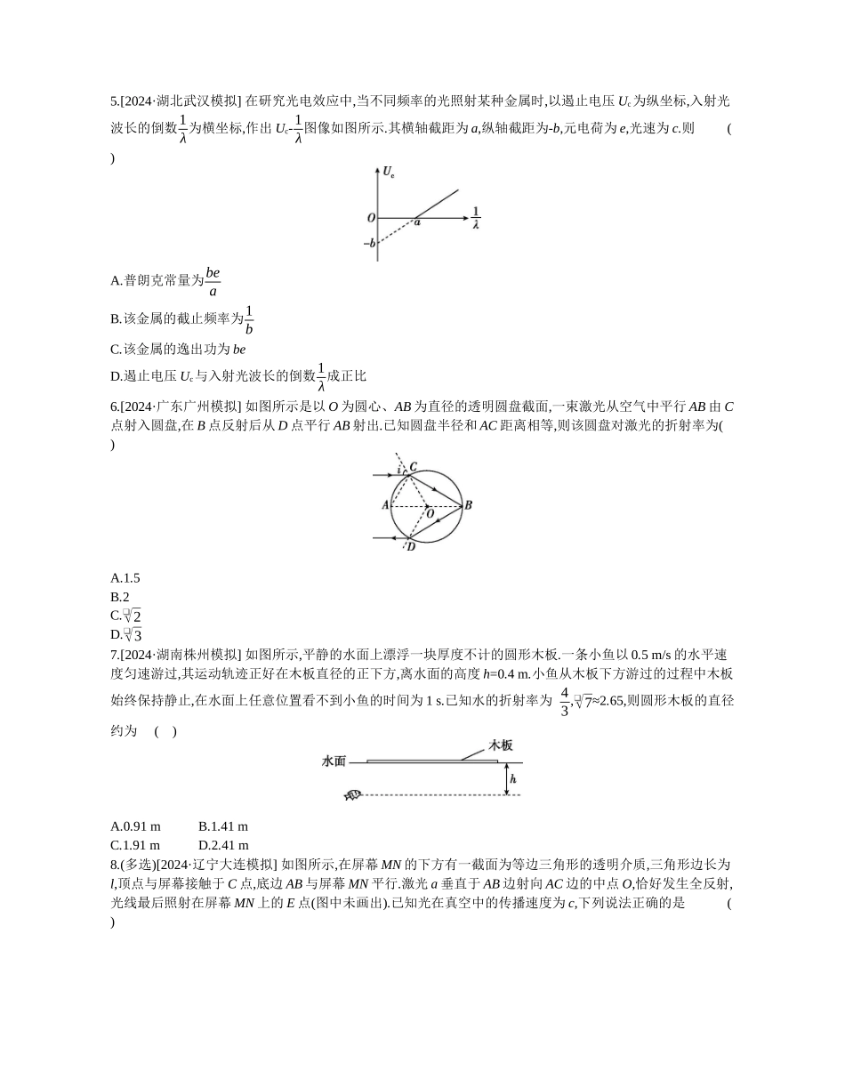 2025年高考物理二轮精品专项复习（川陕青宁蒙新晋豫）-第12讲　光学作业正文.docx_第2页