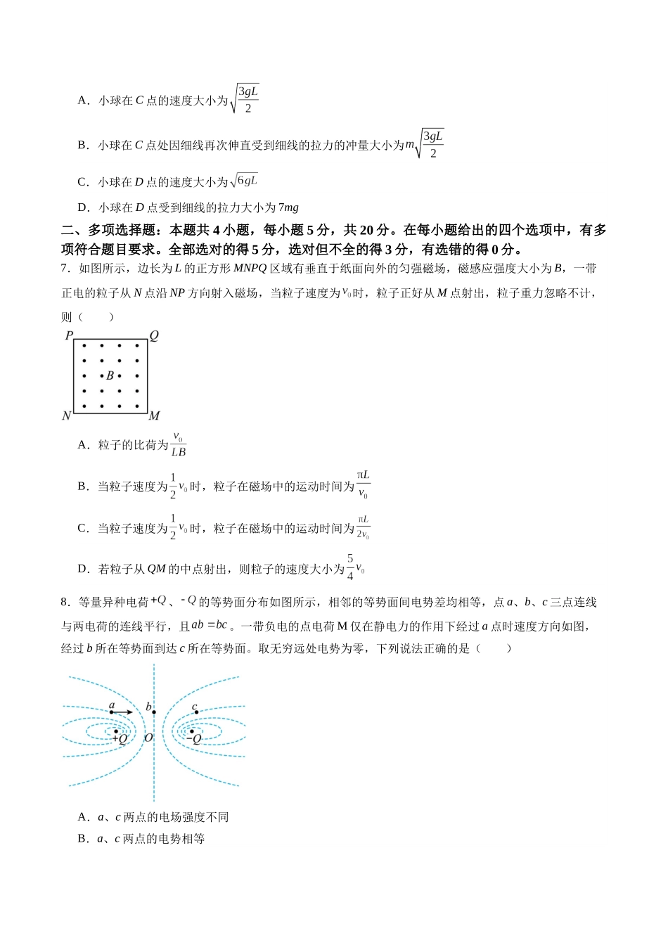 2025年高考物理二轮热点题型归纳与变式演练（新高考通用）-选择题04（6单选+4多选原卷版）.docx_第3页