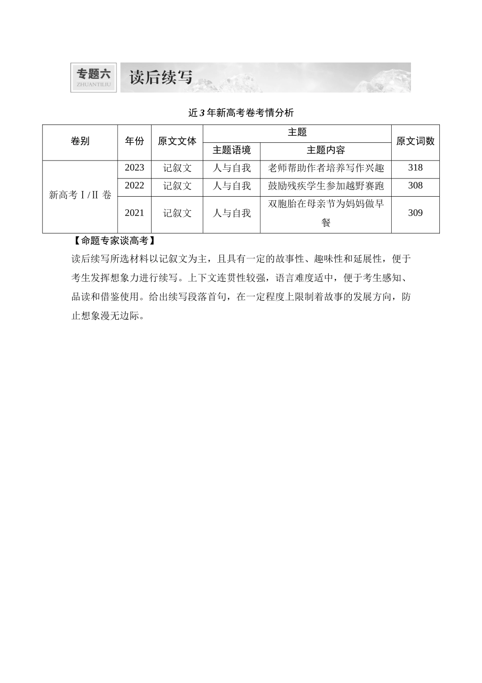 2025年高考英语大二轮-专题六　读后续写.docx_第1页