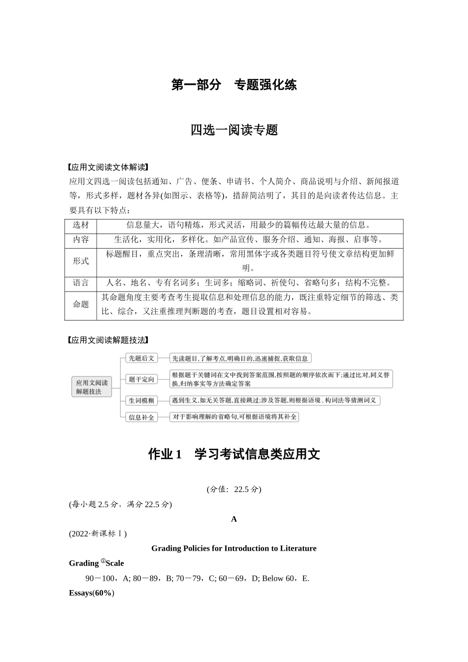 2025年高考英语大二轮-作业1　学习考试信息类应用文.docx_第1页