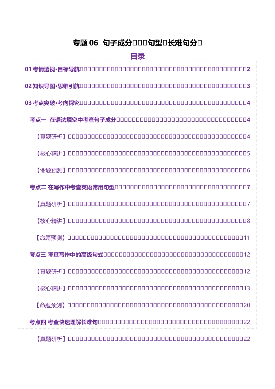 2025年高考英语二轮复习课件+讲义+练习-专题06 句子成分、基本句型和长难句分析（讲义）（解析版）.docx_第1页