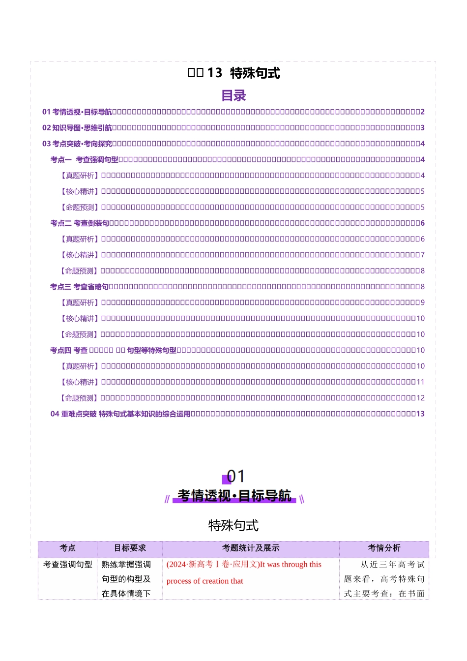 2025年高考英语二轮复习课件+讲义+练习-专题13 特殊句式（讲义）（原卷版）.docx_第1页