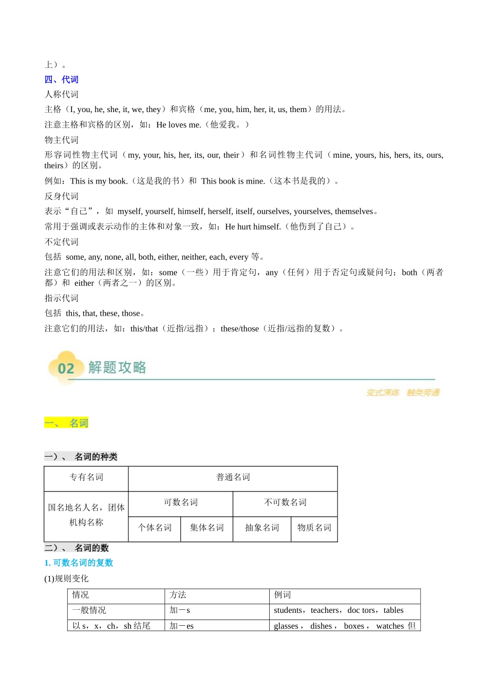 2025年高考英语二轮热点题型归纳与变式演练-重难语法练01 名词冠词介词代词及其它（解析版）.docx_第3页