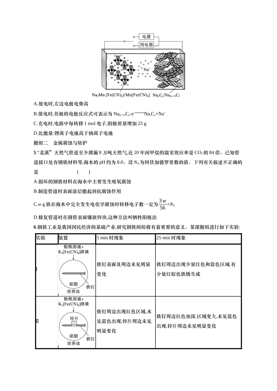 备战2025年高考二轮复习 化学（通用版）大单元 选择题突破9　A组 含解析.docx_第2页