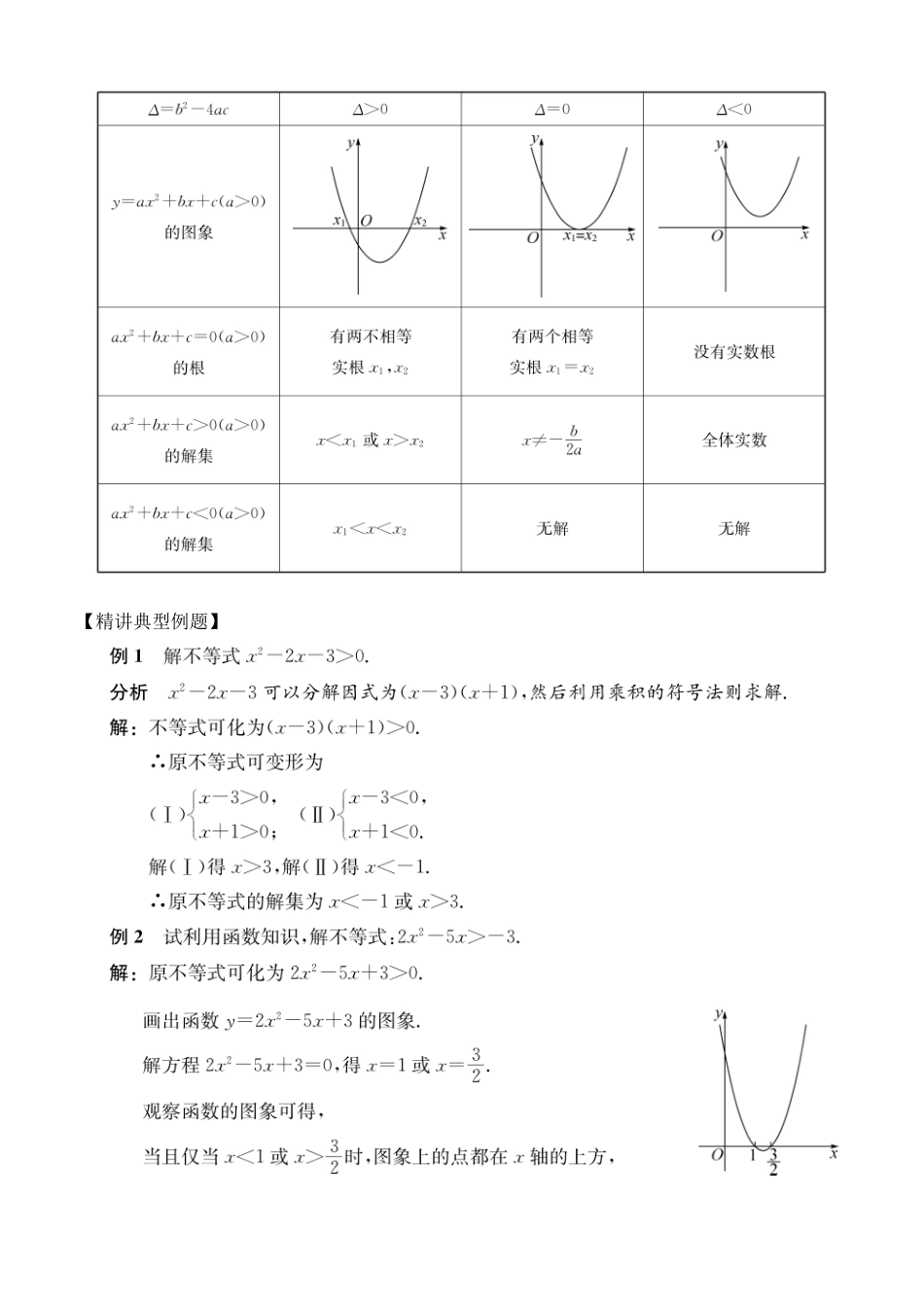 初高中数学衔接教材-第9讲 一元二次不等式.pdf_第2页