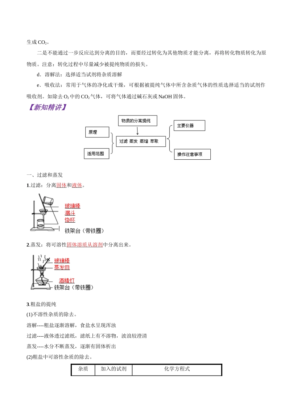 初升高化学衔接精品专题-专题02 混合物的分离和提纯（解析版）.doc_第2页
