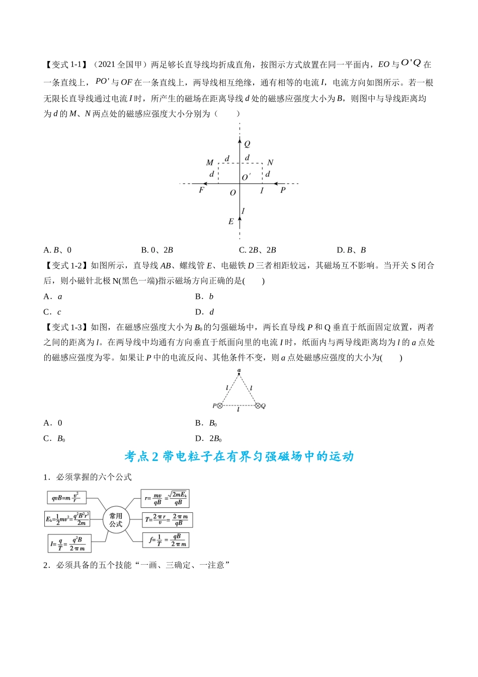 高考物理毕业班二轮热点题型归纳与变式演练（全国通用）-专题10：磁场的性质、带电粒子在磁场中的运动(原卷版）.docx_第2页