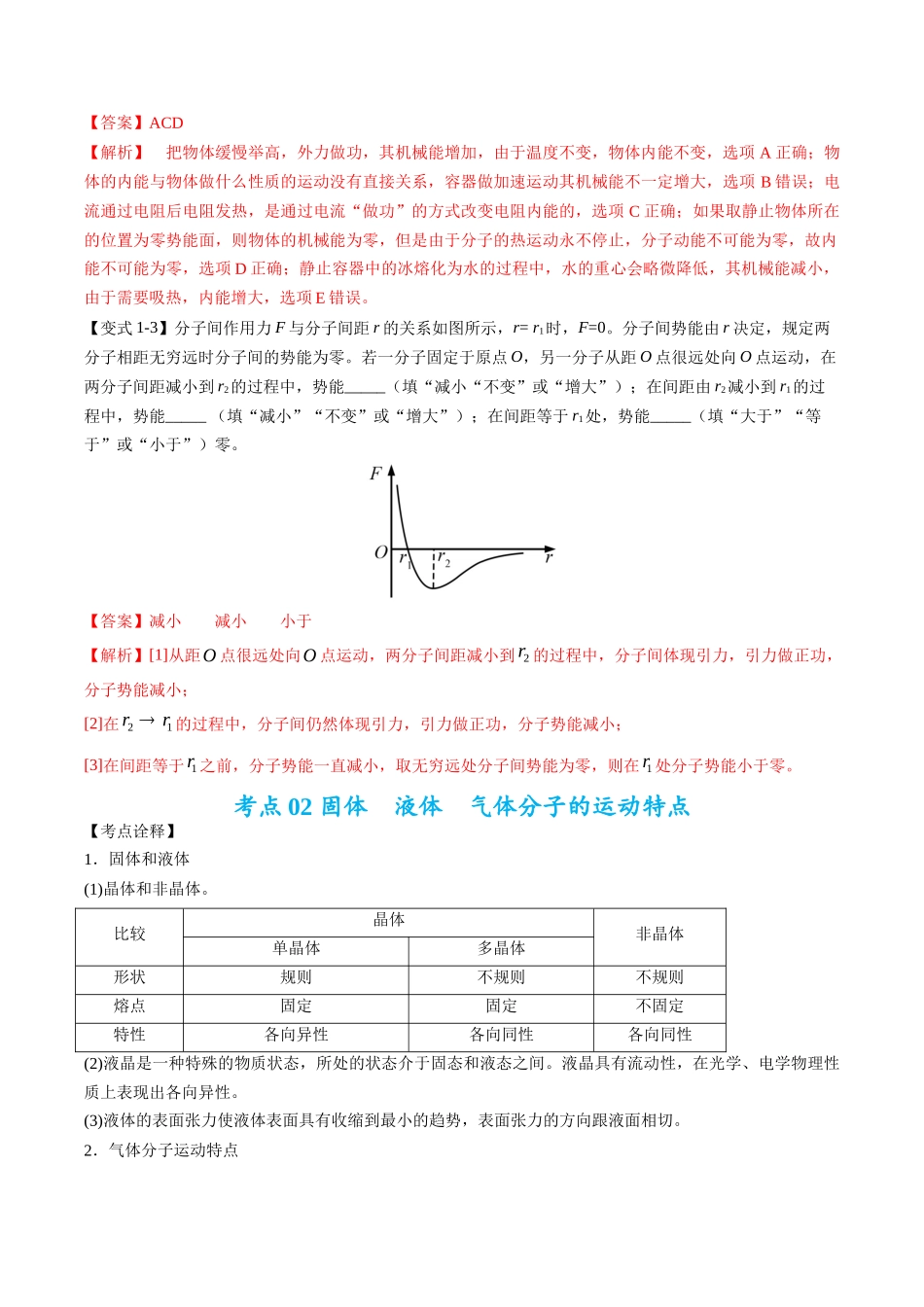 高考物理毕业班二轮热点题型归纳与变式演练（全国通用）-专题13 分子动理论、气体、热力学(解析版).docx_第3页