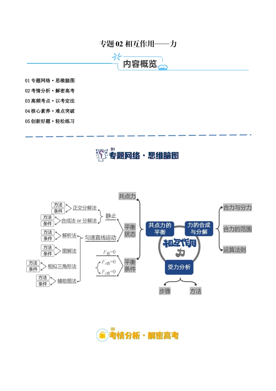 高考物理二轮复习高频考点追踪与预测（新高考专用）-专题02 相互作用——力（讲义）（原卷版）.docx_第1页