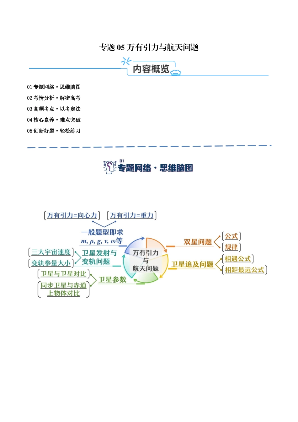 高考物理二轮复习高频考点追踪与预测（新高考专用）-专题05 万有引力与航天问题（讲义）（解析版）.docx_第1页