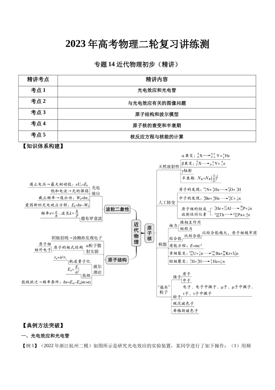 高考物理二轮复习讲练测 （全国通用）-专题14 近代物理初步（精讲）.docx_第1页