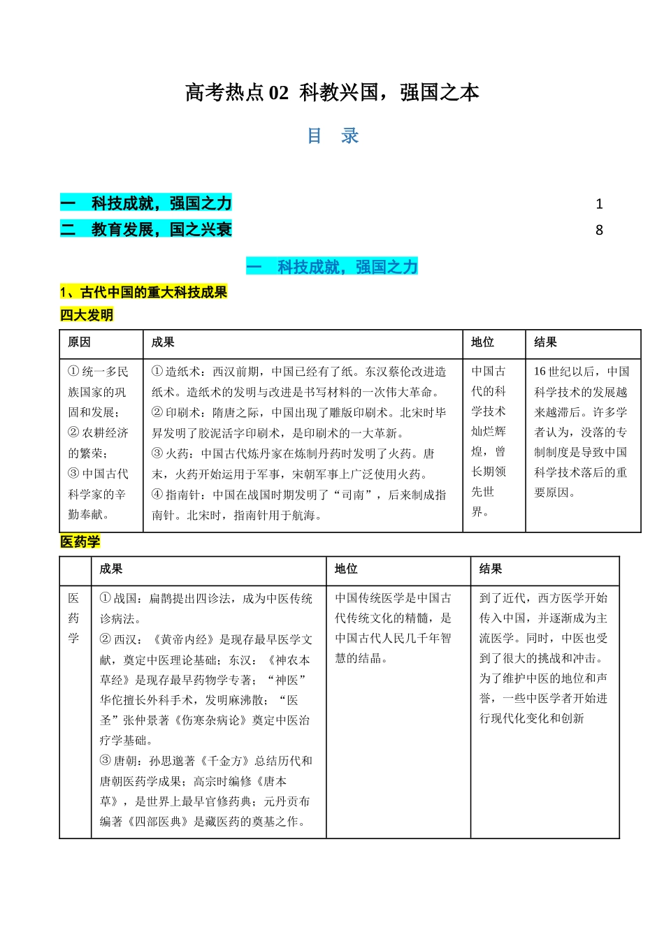 历史二轮复习讲练测（新教材新高一高二高三高考）-高考热点02 科教兴国，强国之本（讲义）（解析版）.docx_第1页