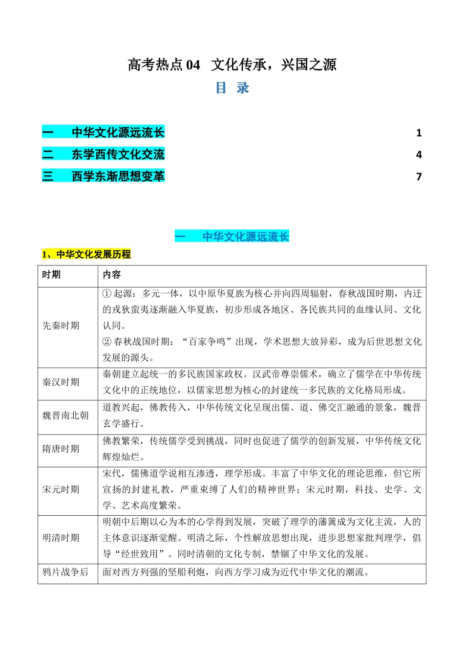 历史二轮复习讲练测（新教材新高一高二高三高考）-高考热点04 文化传承，兴国之源（解析版）.docx_第1页