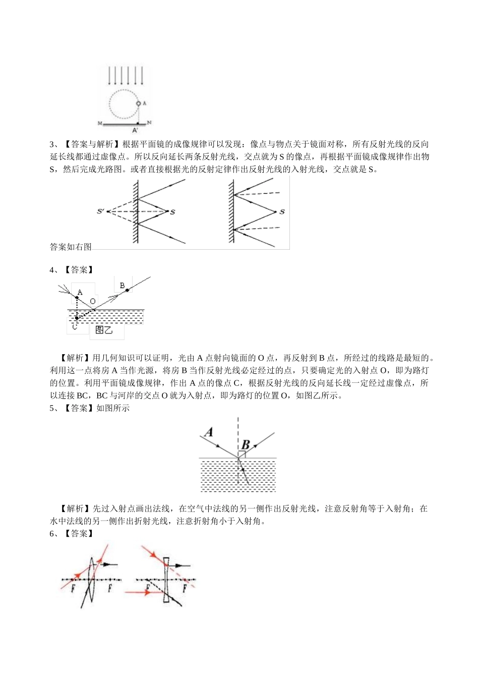 初中物理同步讲义（北师版）-中考冲刺：光学作图专题（基础）巩固练习.doc_第3页