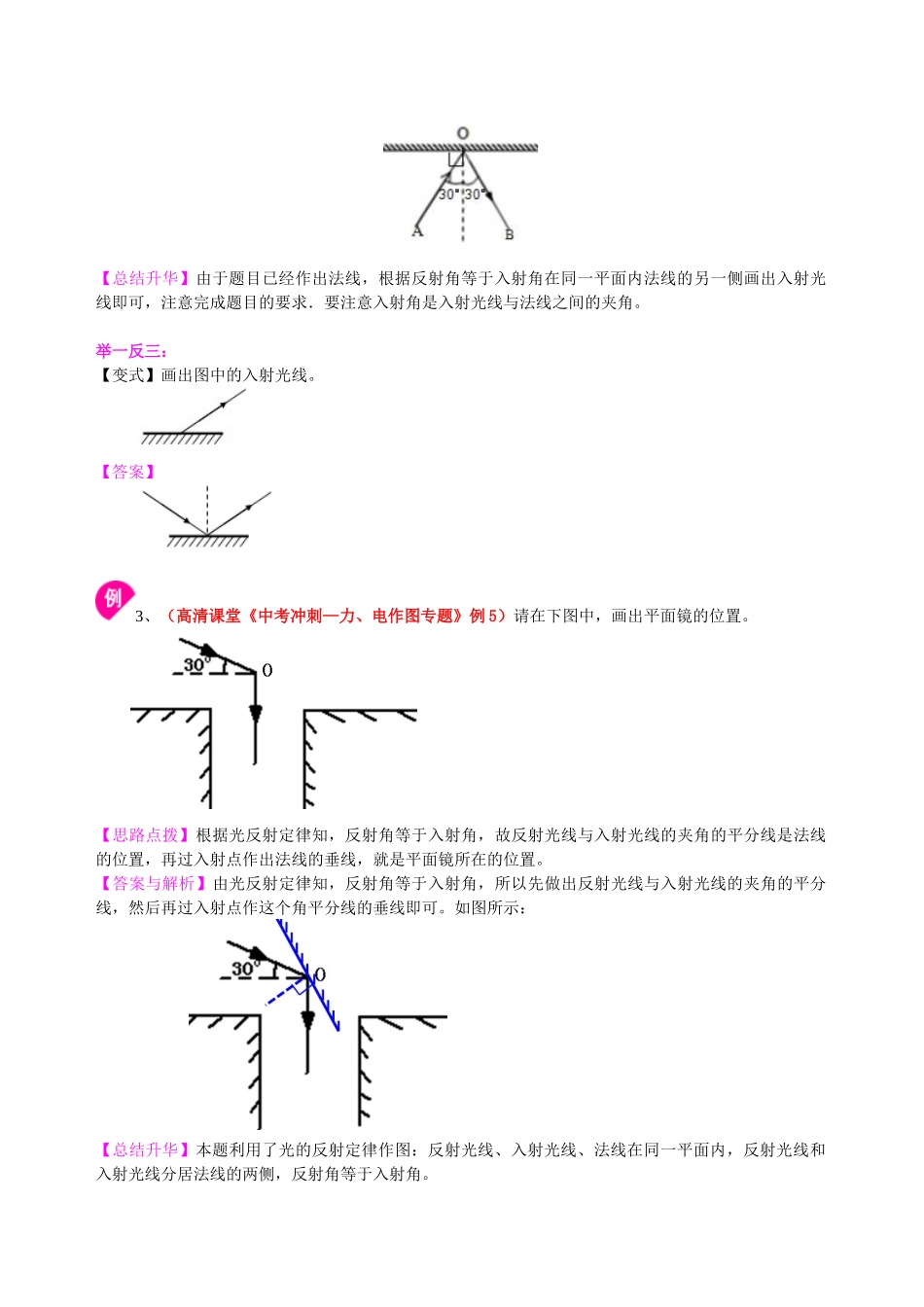 初中物理同步讲义（北师版）-中考冲刺：光学作图专题（基础）知识讲解.doc_第3页