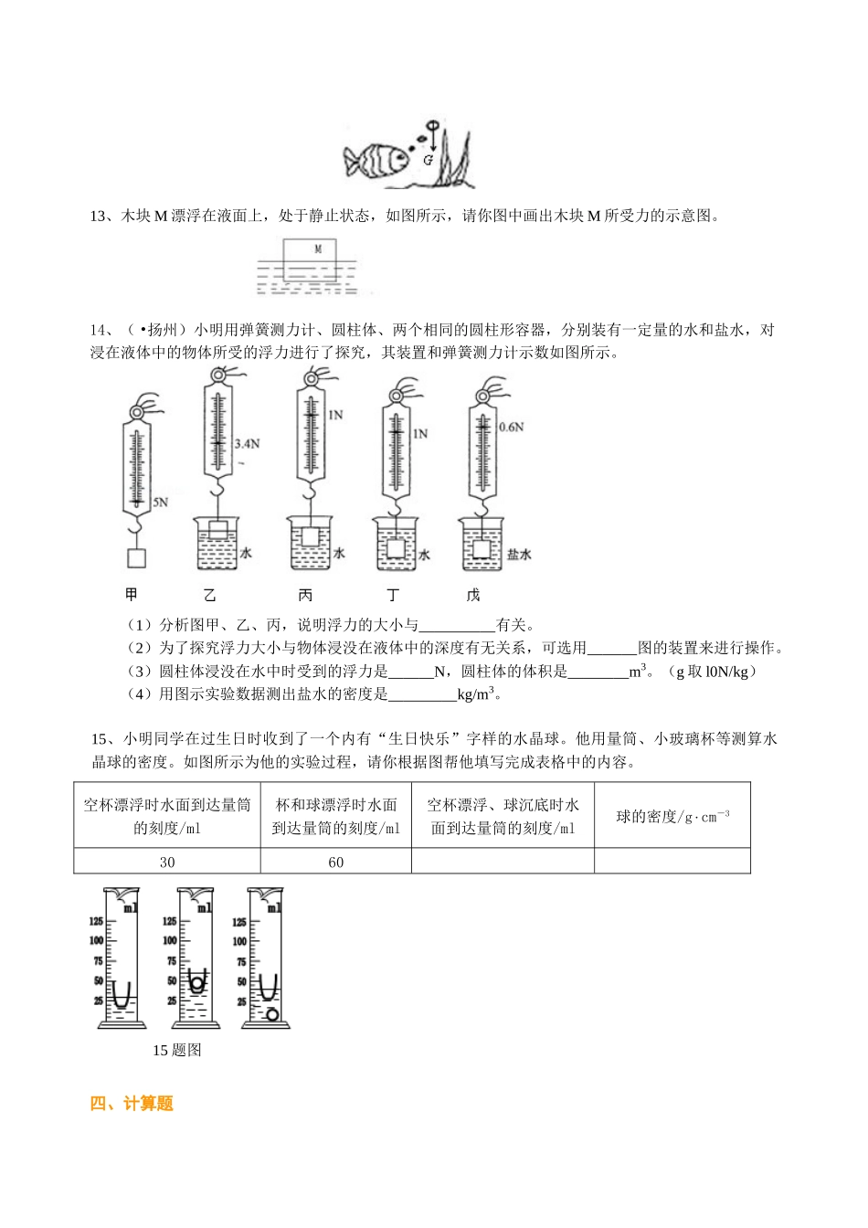 初中物理同步讲义（北师版）-总复习：浮力（基础）巩固练习.doc_第3页