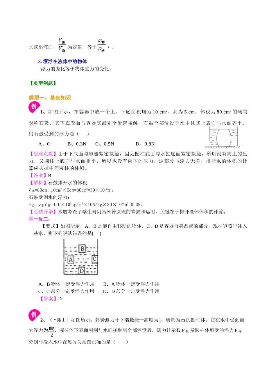 初中物理同步讲义（北师版）-总复习：浮力（提高）知识讲解.doc_第3页