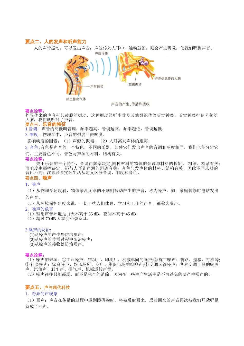 初中物理同步讲义（沪粤版）8上同步讲义-《声音与环境》全章复习与巩固（基础）知识讲解.doc_第2页