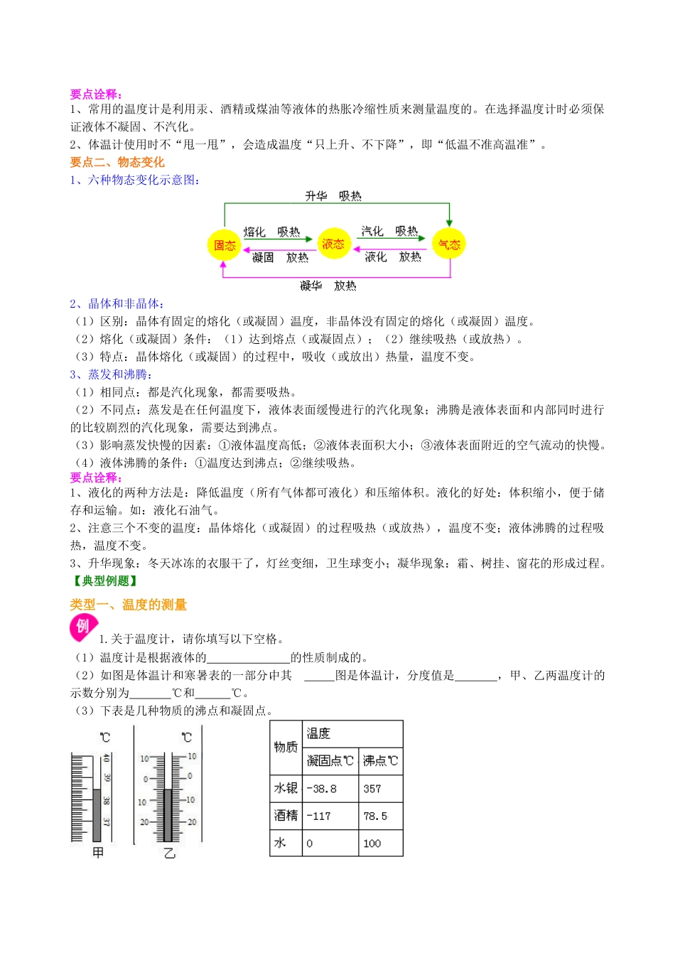 初中物理同步讲义（沪粤版）8上同步讲义-《物质的形态及其变化》全章复习与巩固（提高） 知识讲解.doc_第2页