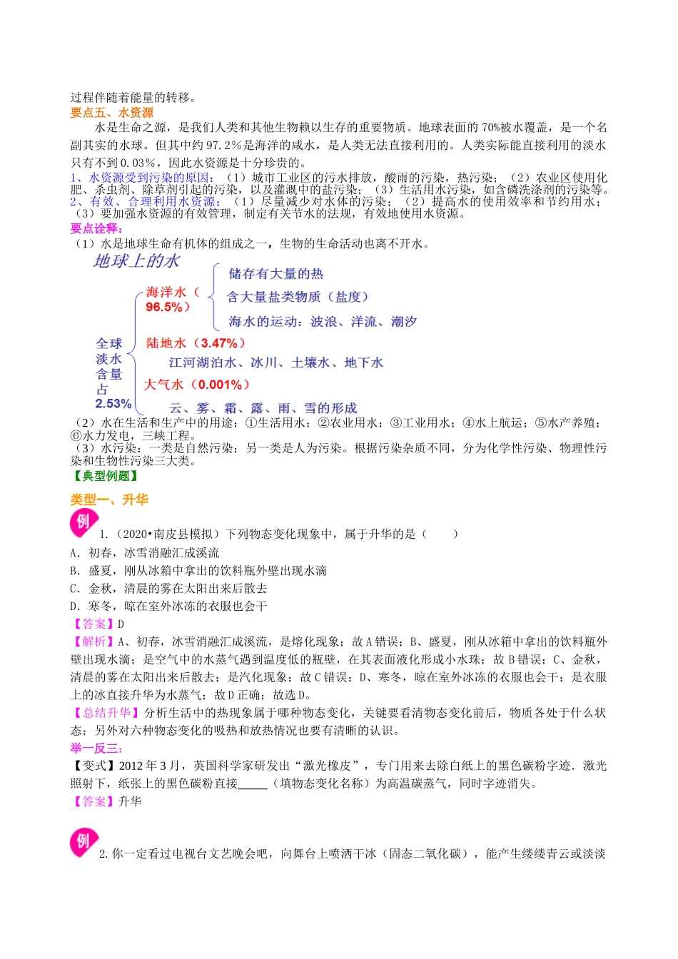 初中物理同步讲义（沪粤版）8上同步讲义-水循环与水资源 知识讲解.doc_第3页
