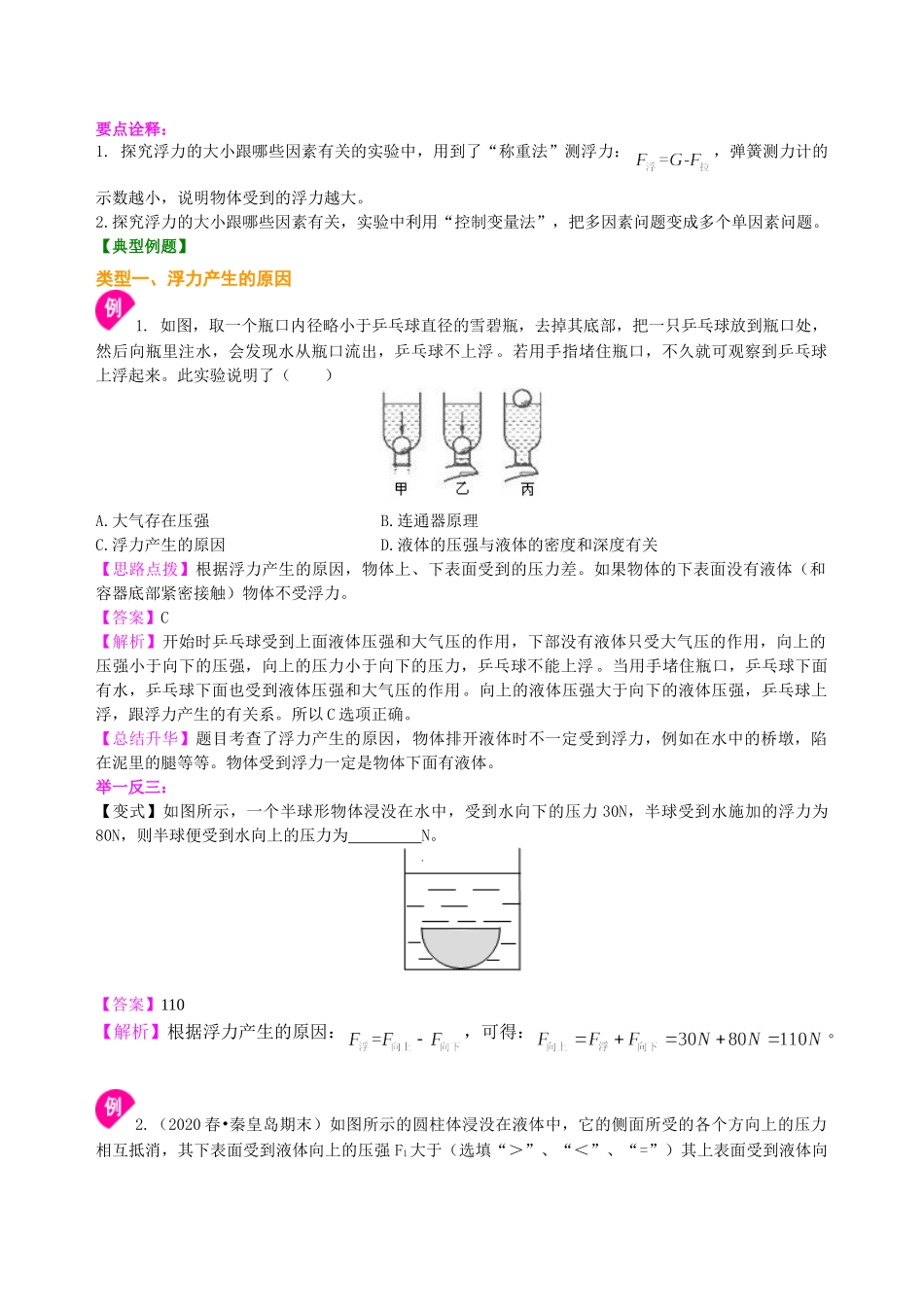 初中物理同步讲义（沪粤版）8下同步讲义-浮力 知识讲解.doc_第3页