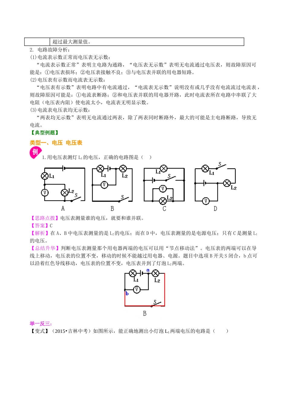 初中物理同步讲义（沪粤版）9全同步讲义-怎样认识和测量电压（提高）知识讲解.doc_第2页