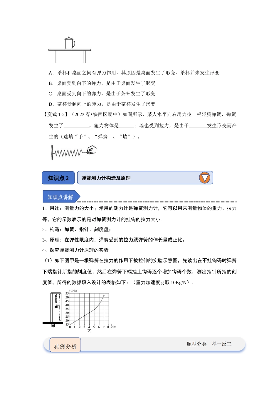 初中物理同步讲义（人教版）8下同步讲义-7.2弹力（知识解读）（原卷版）.docx_第2页