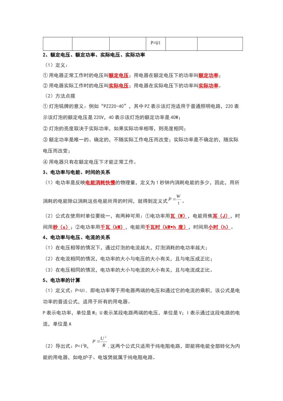 初中物理同步讲义（人教版）9全同步讲义-18.2 电功率（考点解读）（原卷版）.docx_第2页