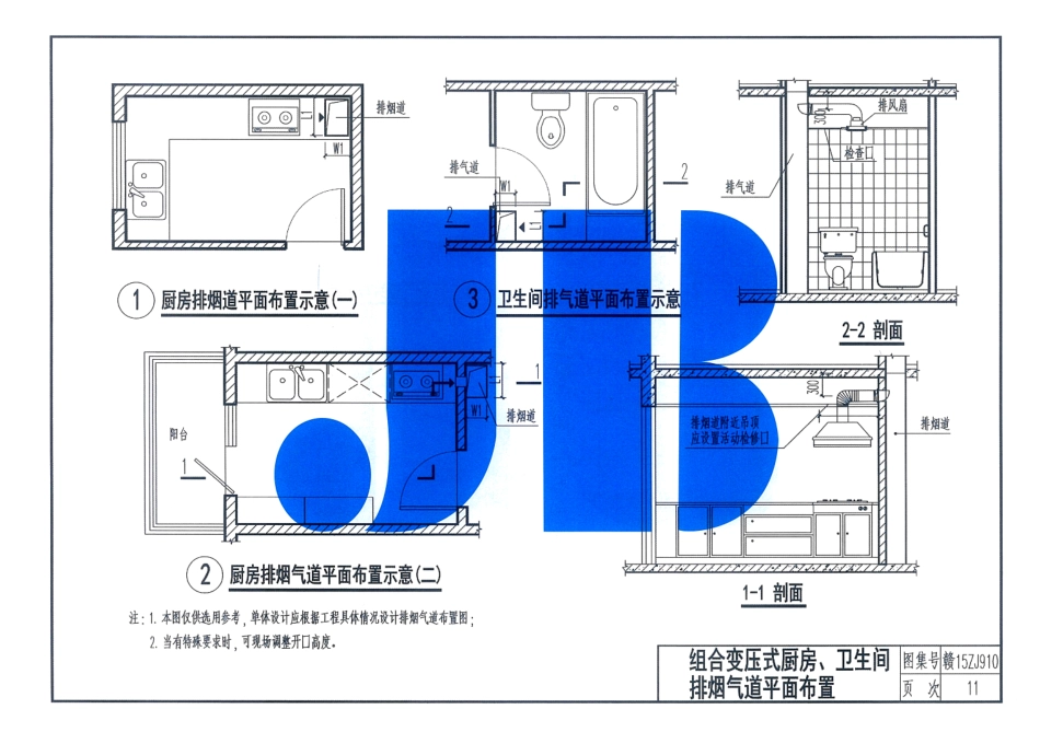 赣15ZJ910住宅厨卫组合变压式耐火排烟气道-江西省建筑标准设计图集_13-18.pdf_第1页