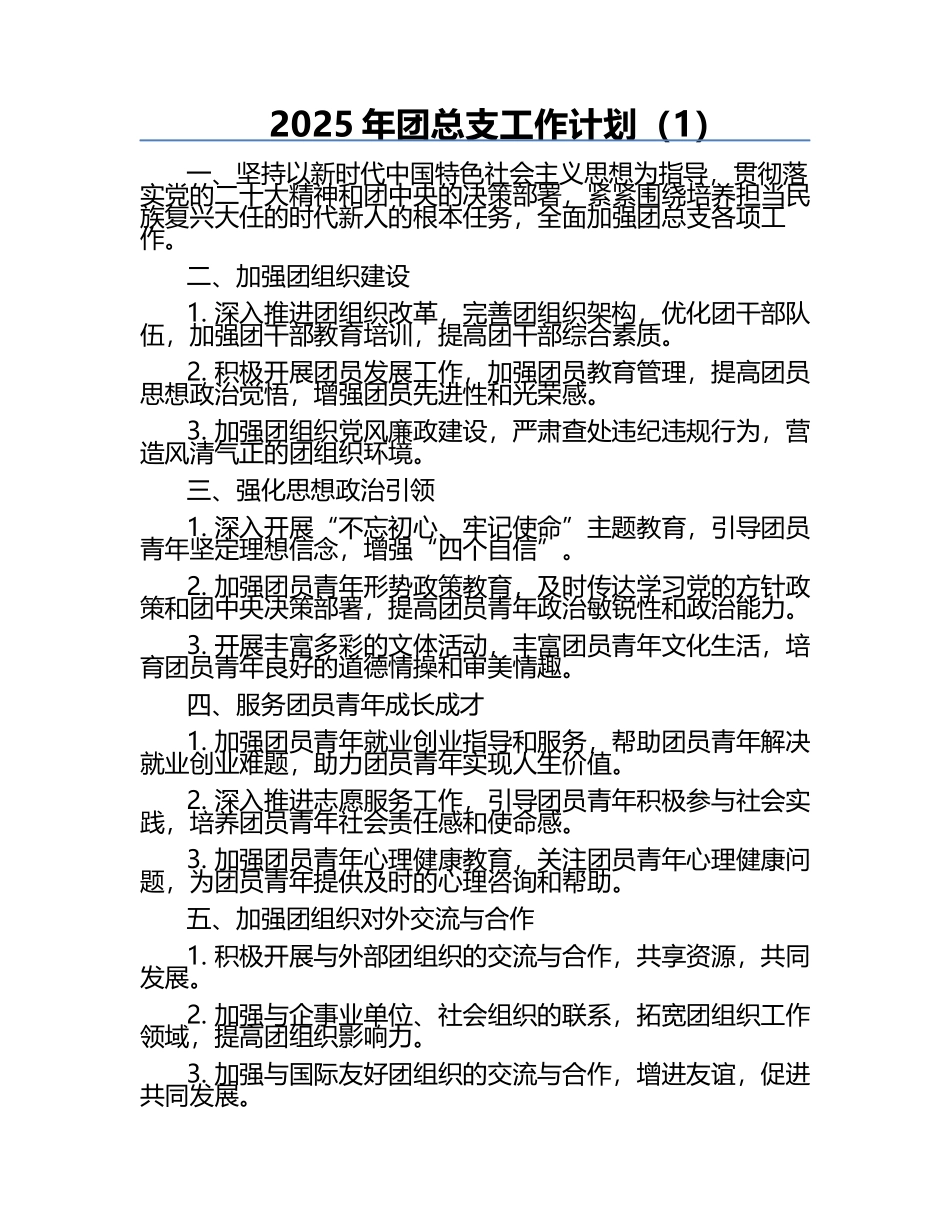 2025年团总支工作计划（1）.docx_第1页