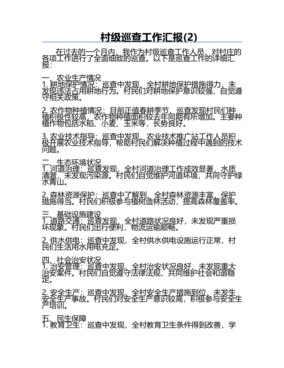 村级巡查工作汇报(2).docx_第1页