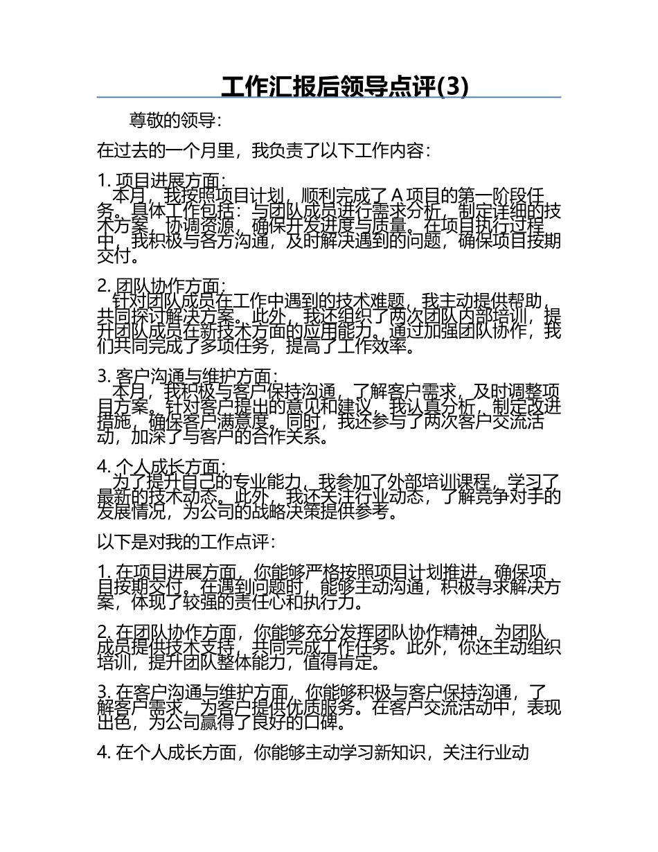 工作汇报后领导点评(3).docx_第1页