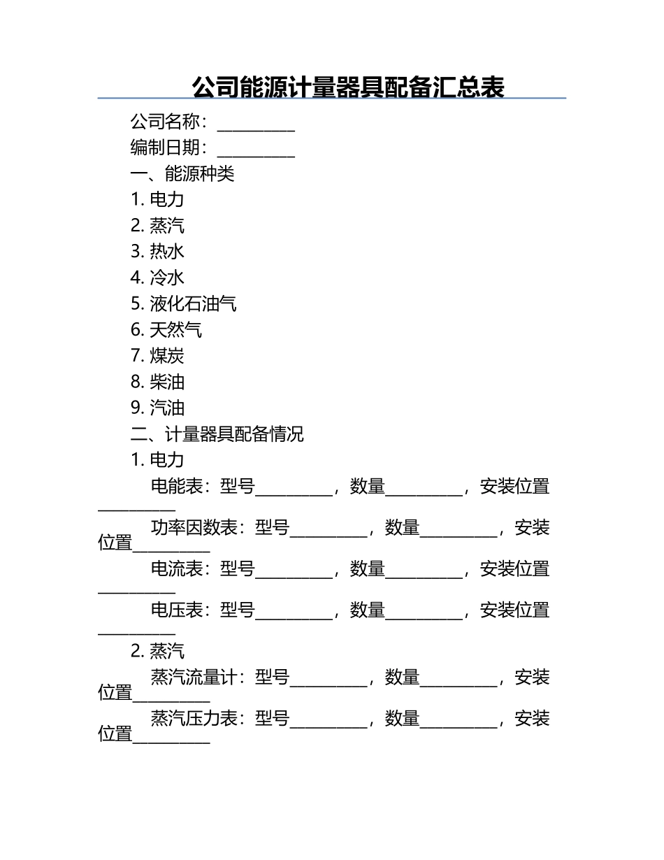 公司能源计量器具配备汇总表.docx_第1页