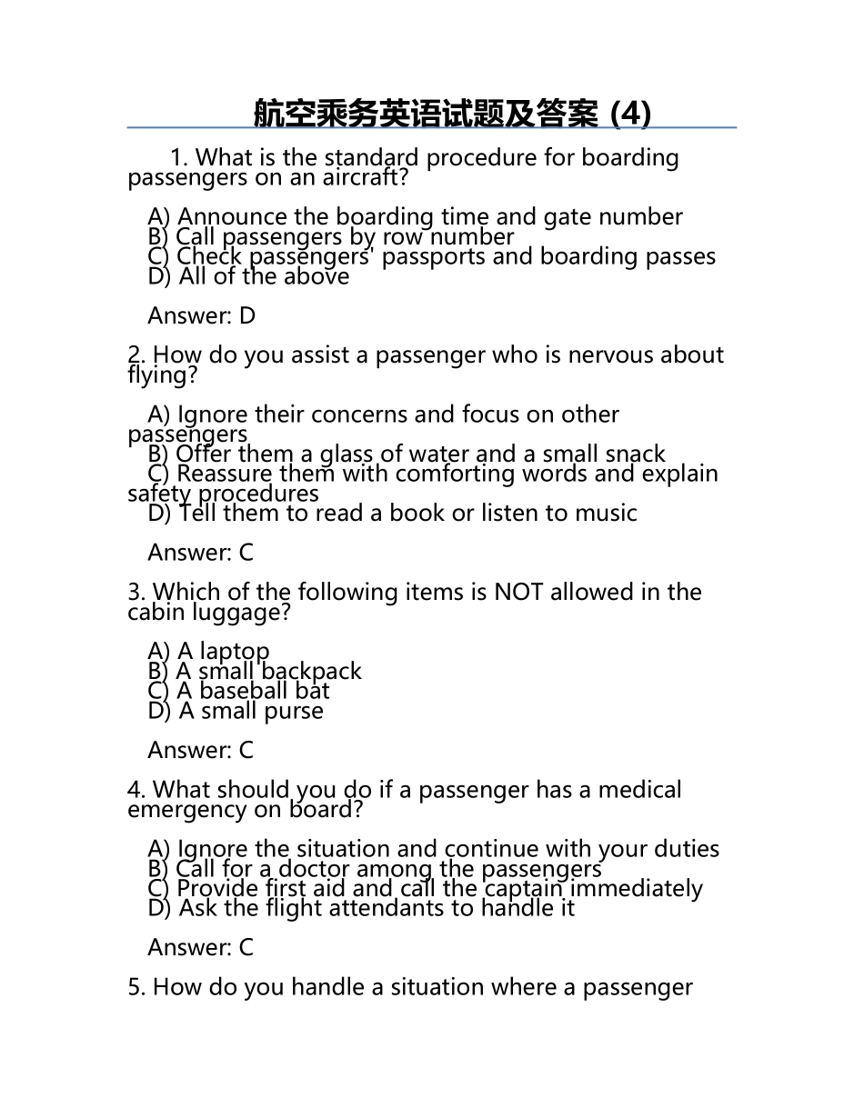 航空乘务英语试题及答案 (4).docx_第1页