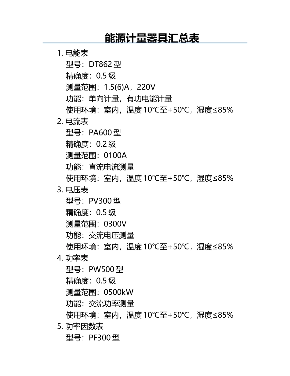 能源计量器具汇总表.docx_第1页
