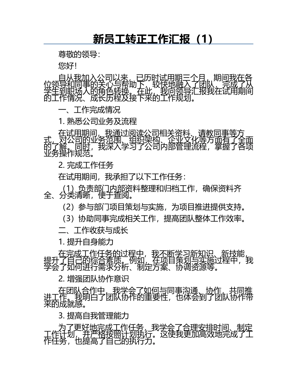 新员工转正工作汇报（1）.docx_第1页