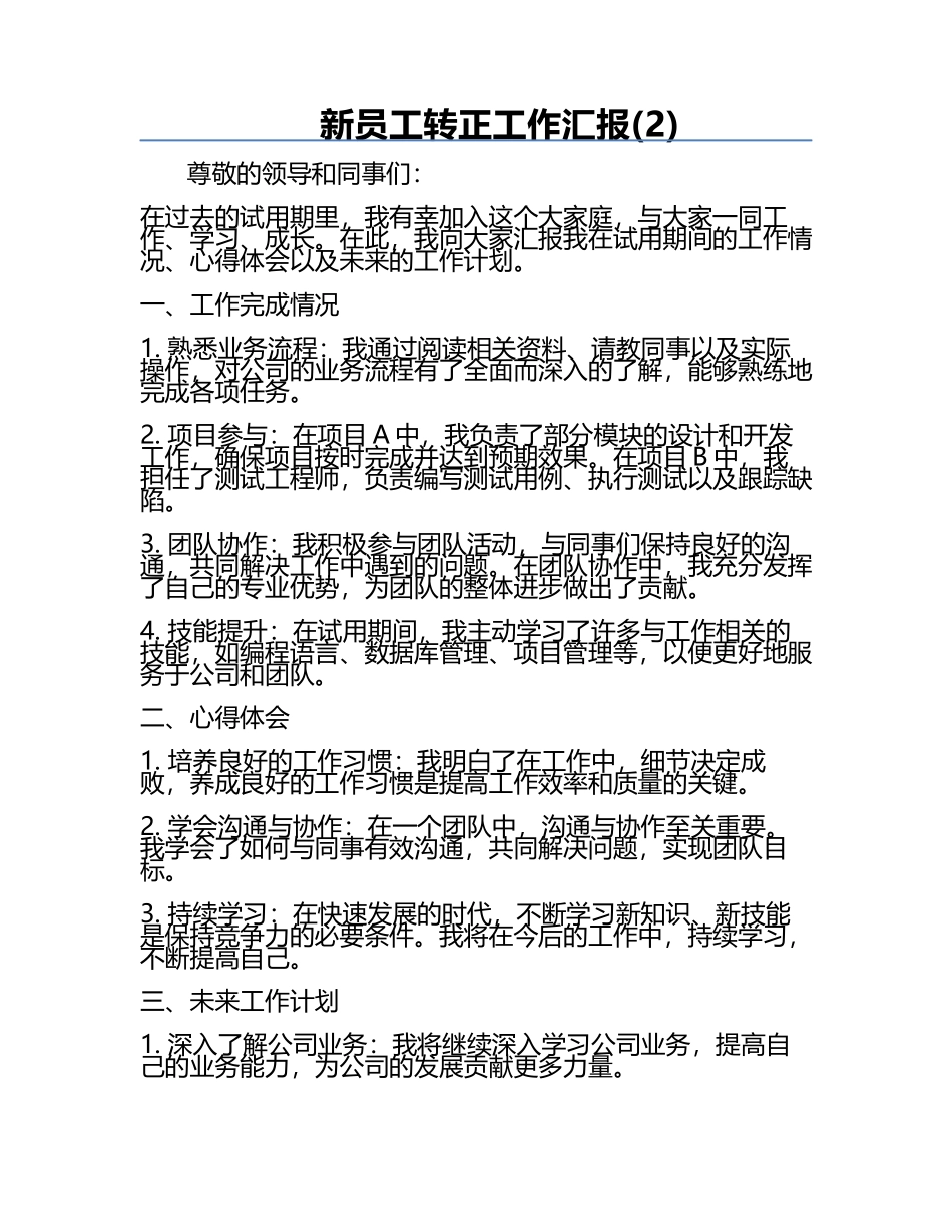 新员工转正工作汇报(2).docx_第1页