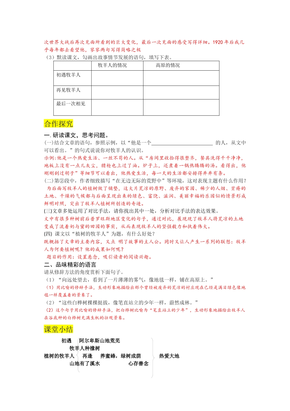 （2025秋季）新人教版语文七年级上册 13.植树的牧羊人-名师导学案.docx_第2页