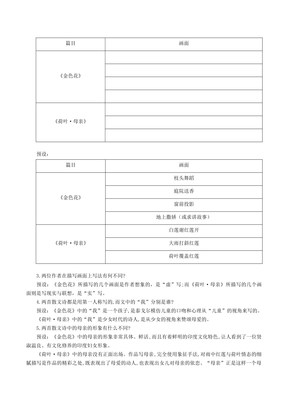 25年秋季-新人教版七年级语文上册  第7课  母爱如莲自荫蔽  化作金花昵母亲-《散文诗二首》教学设计.docx_第3页