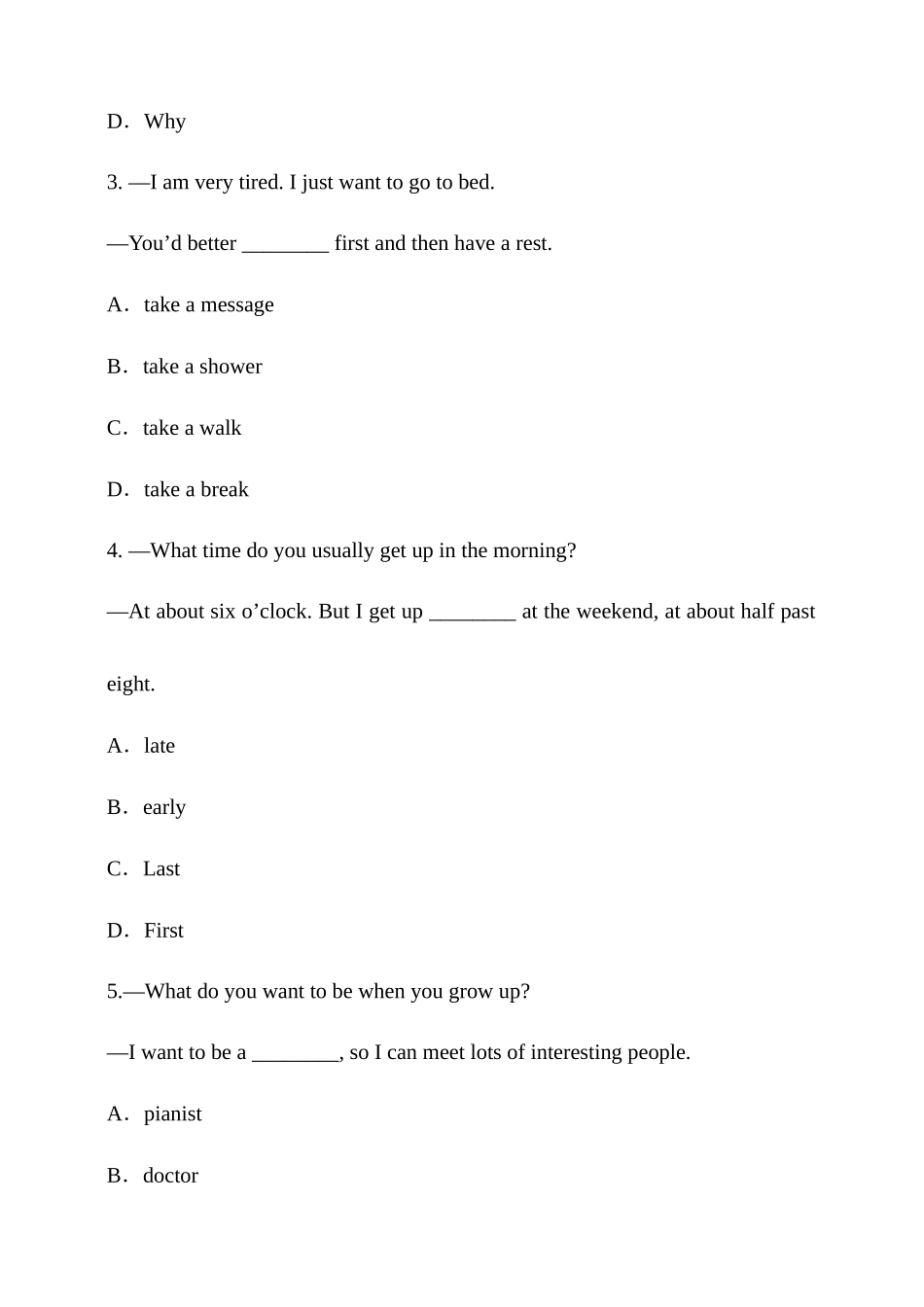 25秋新人教版英语七年级上册  Unit 6 A Day in the Life Section A 同步练习（含答案）.docx_第3页