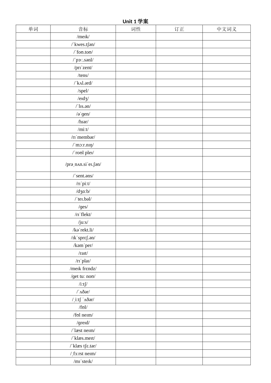 25秋新人教版英语七年级上册 Unit 1 学案    .docx_第1页