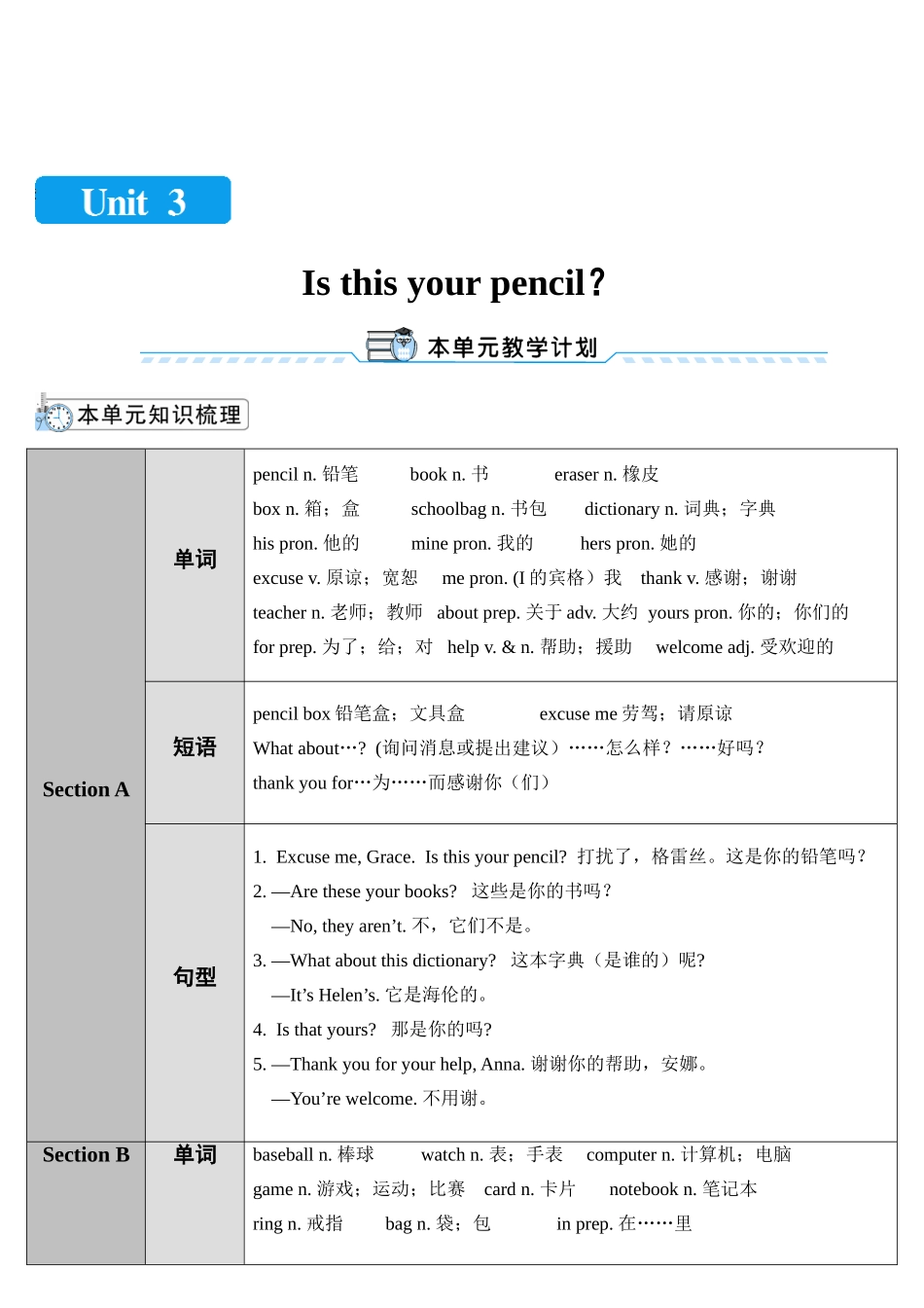 （25秋）新人教版英语七年级上册Unit3  教案（共5课时）.doc_第3页