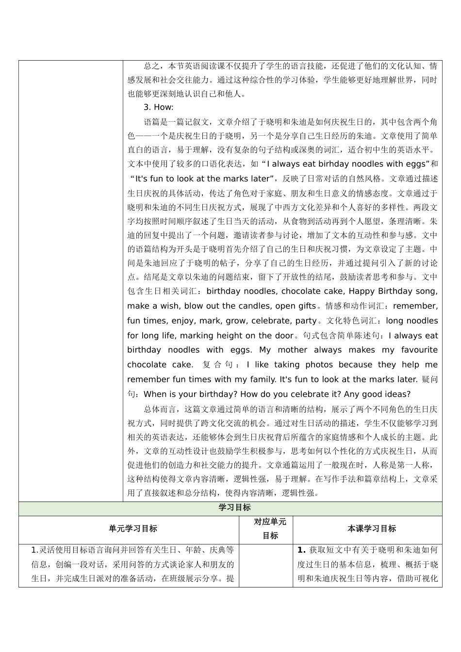 25秋新人教版七年级英语上册Unit 7 Happy Birthday! Section B How do you make your birthday meaningful 1a-1d教案.docx_第2页