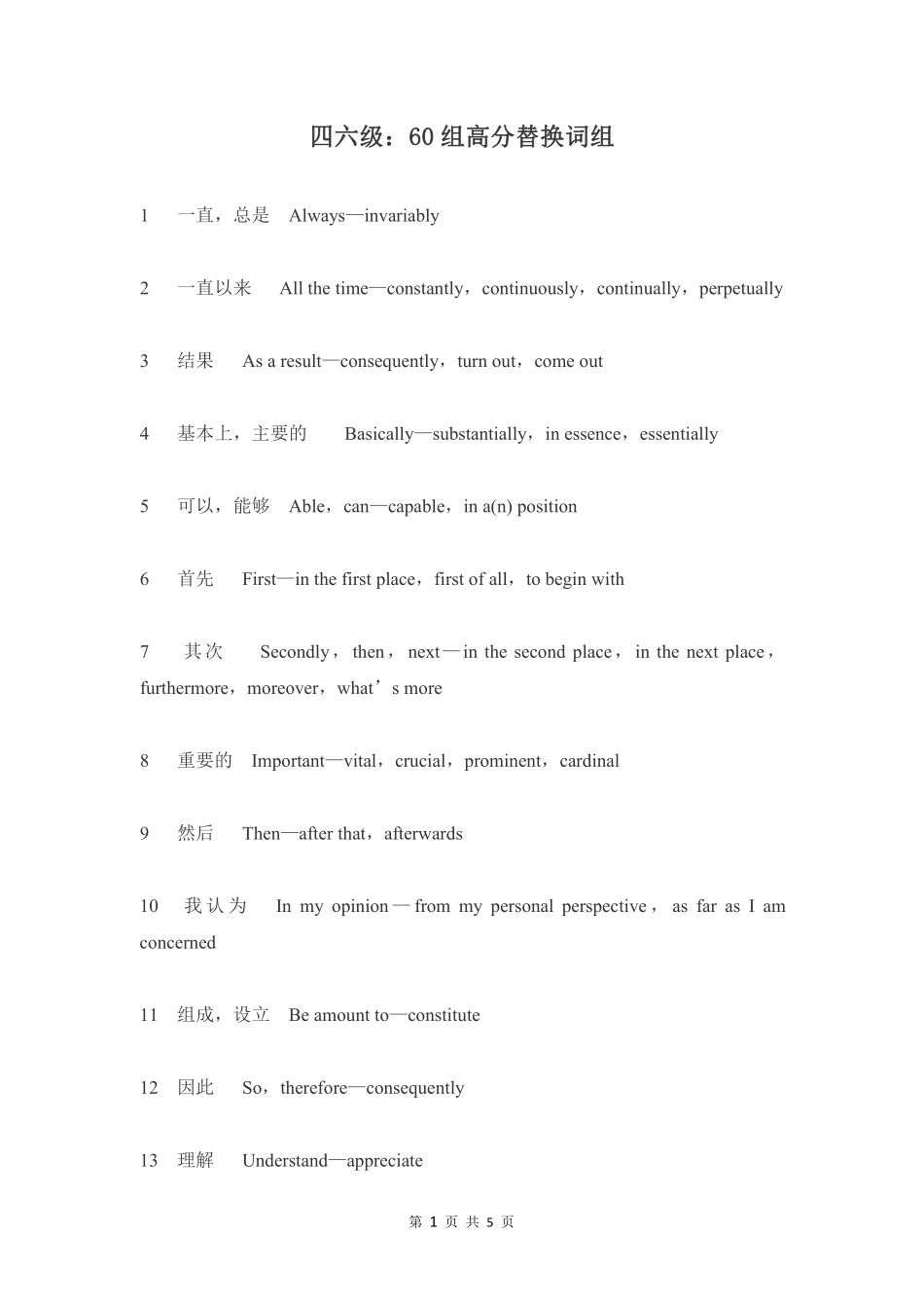 四六级：60组高分替换词组.pdf_第1页