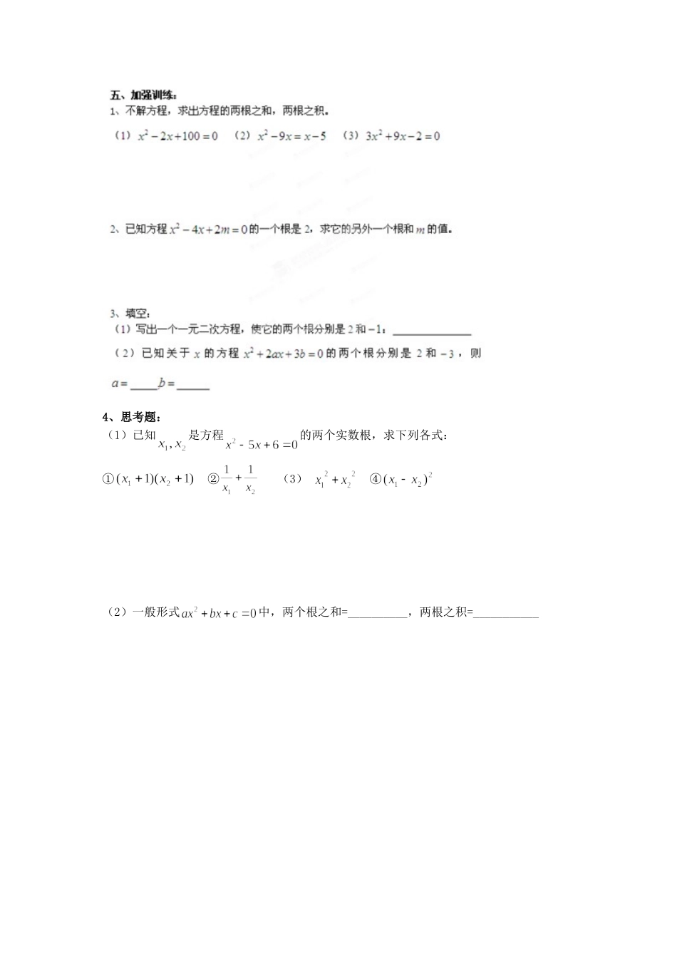 【2025年秋季】人教九年级数学上册21.2.4  一元二次方程的根与系数的关系-名师学案.doc_第2页