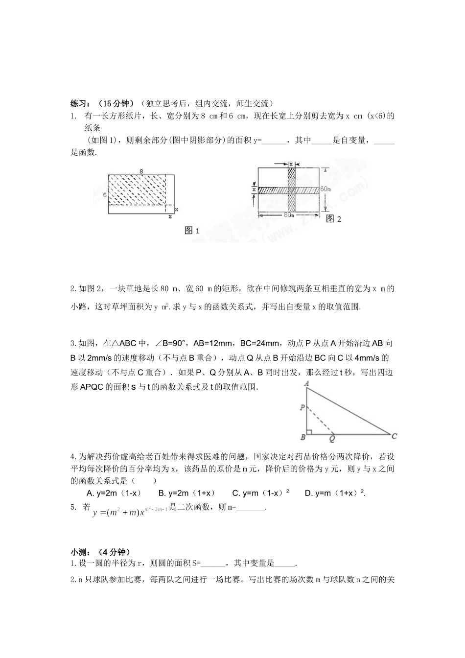 【2025年秋季】人教九年级数学上册22.1.1  二次函数-名师学案.doc_第2页